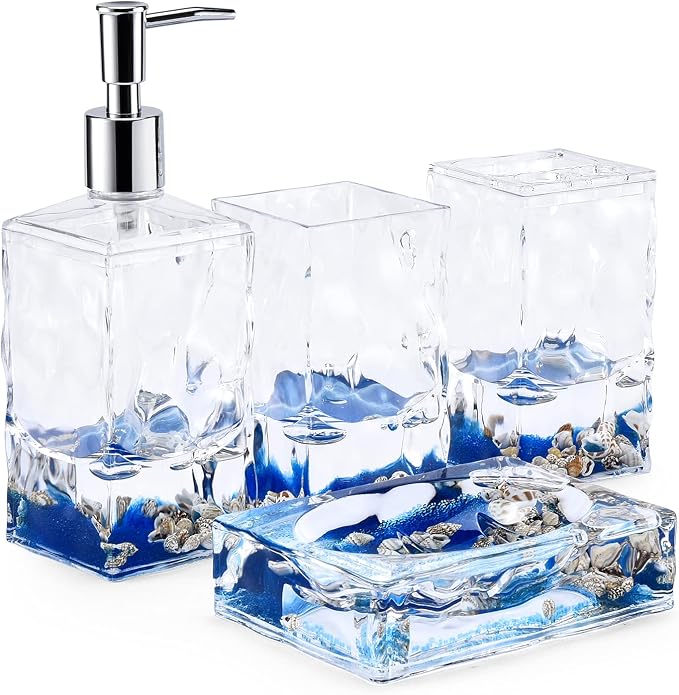 Locco Decor 4 Piece Acrylic Liquid 3D Floating Motion Bathroom Vanity Accessory by LoccoDecor