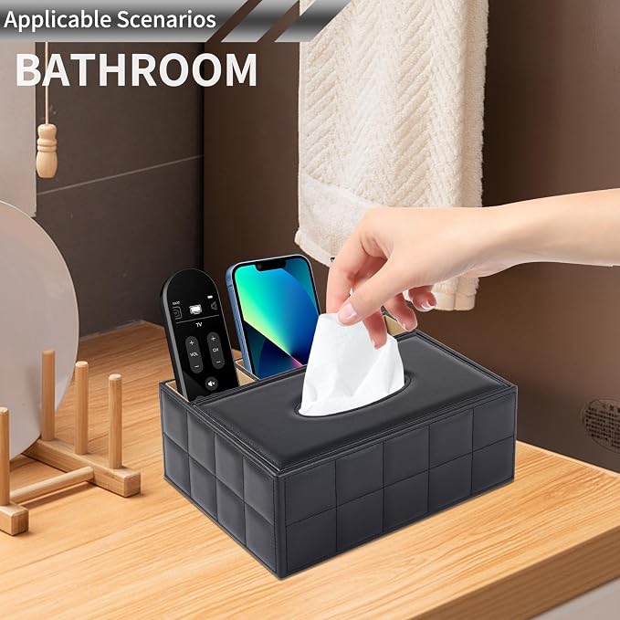 PU Leather Rectangular Tissue Box Cover - Image 2