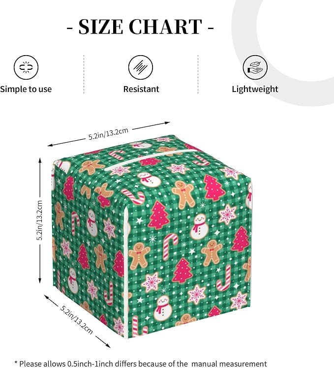Christmas Gingerbread and Snowman Tissue Box Cover Square, Merry Christmas - Image 4