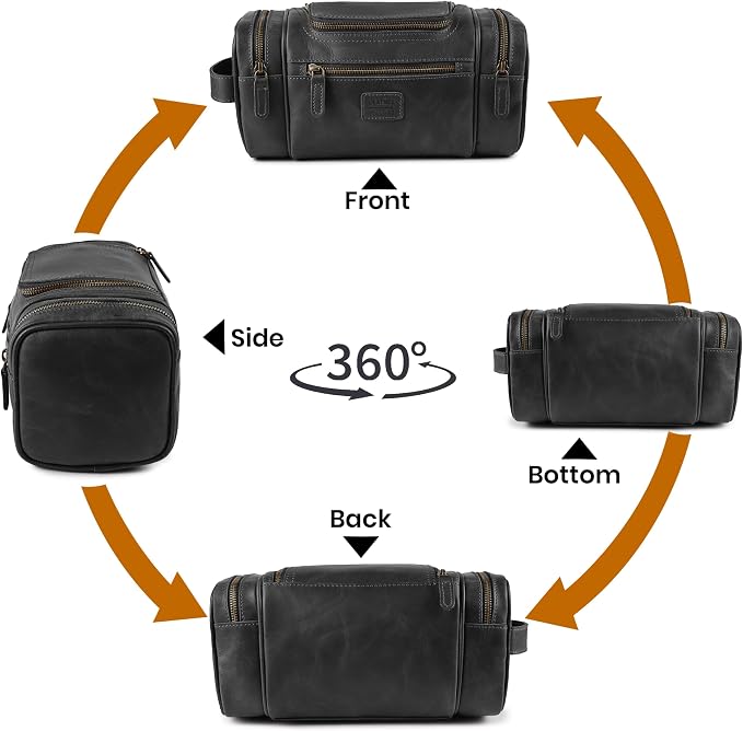 LEATHER VILLAGE Genuine Leather Travel Dopp Kit - Image 6