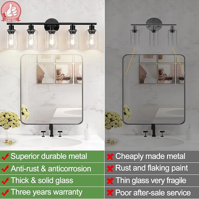 5-Light Bathroom Light Fixtures, Bathroom Wall Lamp - Image 3