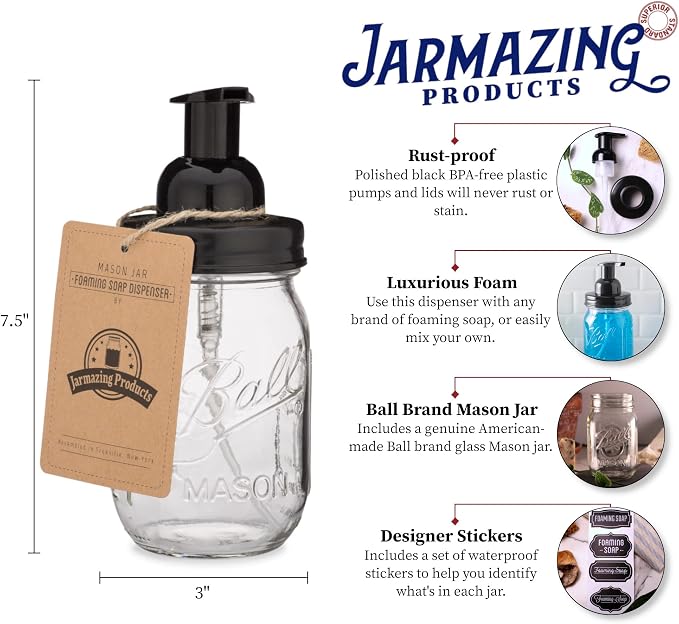 Jarmazing Products Mason Jar Foaming Soap Dispenser - Image 2