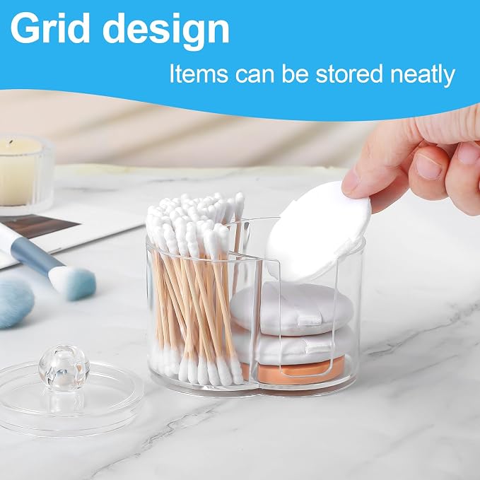 Cotton Swab Holder Dispenser Dual-Compartment Cotton Organizer Clear Vanity - Image 6