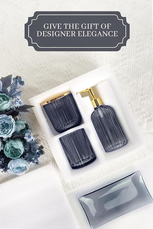 Designer Blue Glass Bathroom Accessories Sets - Image 5