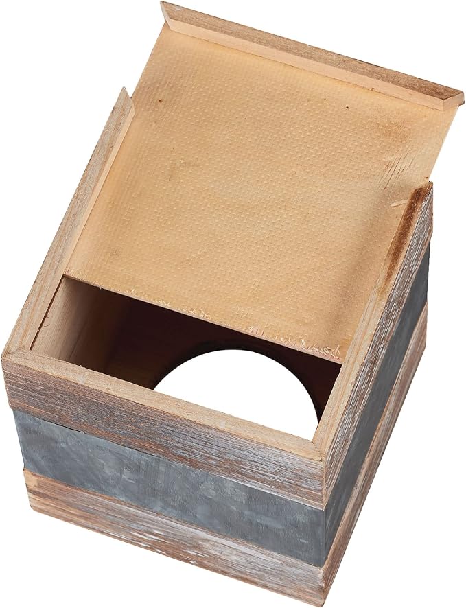Barnyard Designs Rustic Metal and Distressed Wood Square Tissue Box Cover - Image 5