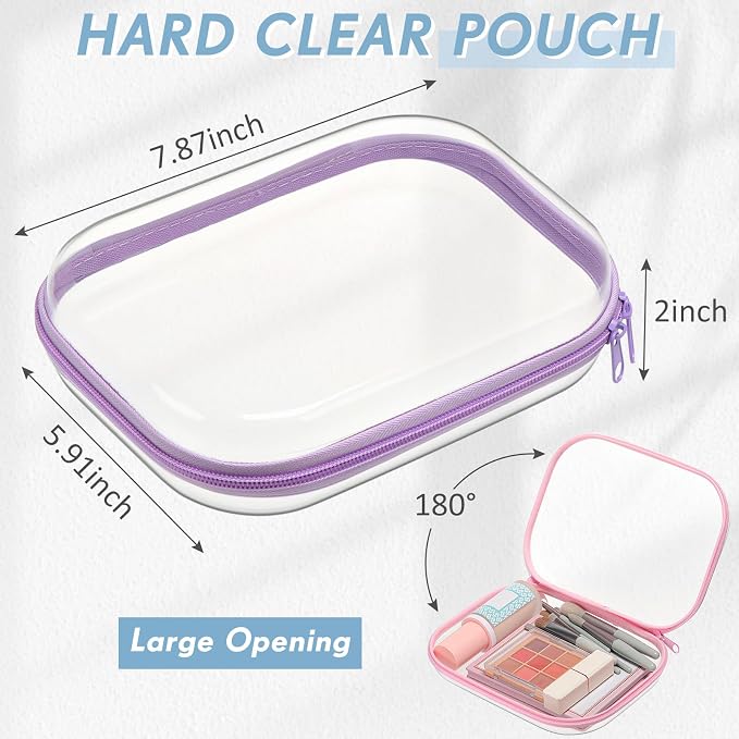 Sanwuta 10 Pcs Hard Zipper Case Clear Hard Pouches Plastic Zipper Pencil Box - Image 2