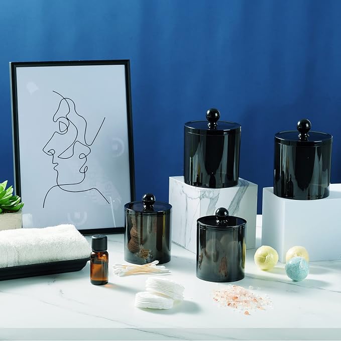 SheeChung 12 Pack Qtip Holder, Plastic Bathroom Canisters, Minimalist - Image 6