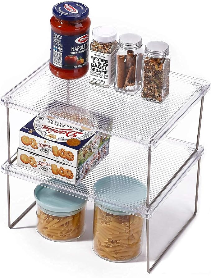 IVYHOME Pantry Organizer, Cabinet Storage Shelf Rack, Stackable Kitchen Cabinet by IVYHOME
