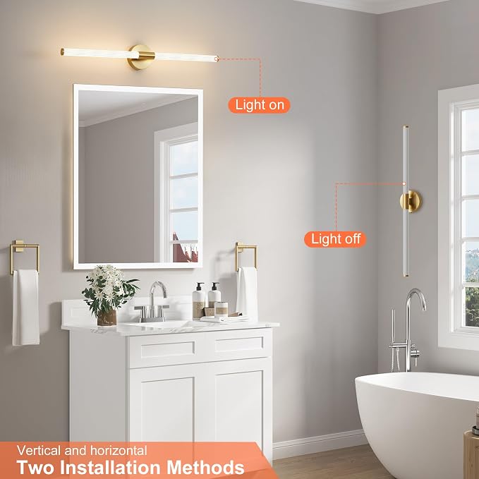 Glod Wall Sconces Set of 2 Hardwired, Dimmable 5CCT LED Bathroom Light Fixtures - Image 6