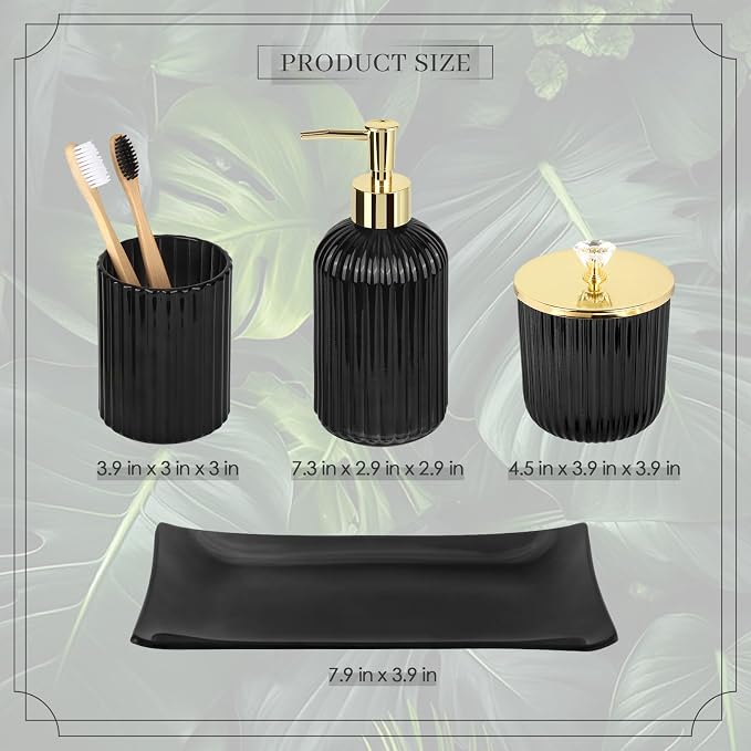 Designer Black Glass Bathroom Accessories Sets - Image 5