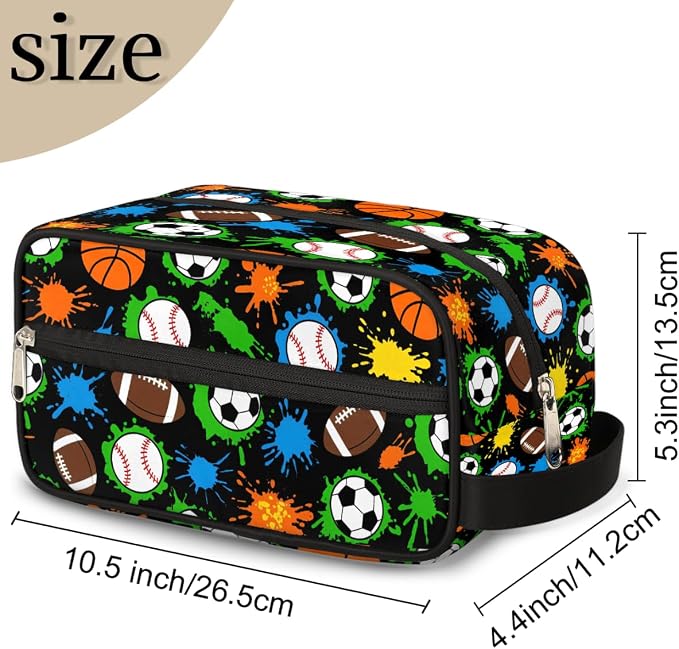 Colorful Splashes Sports Balls Pattern Kids Toiletry Bag - Image 3