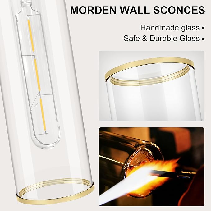 Gold Wall Sconces, Bathroom Sconces Vanity Light Fixtures - Image 2