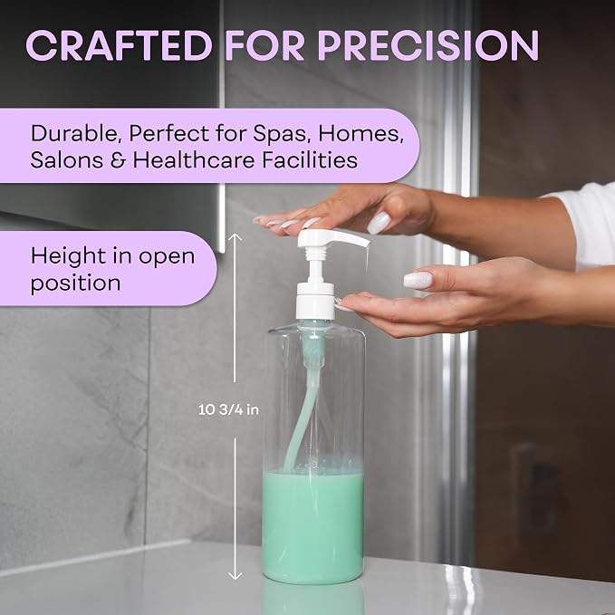 BRIGHTFROM Empty Shampoo Pump Bottles, 32 OZ / 1 Liter, BPA-Free Cylinder - Image 5