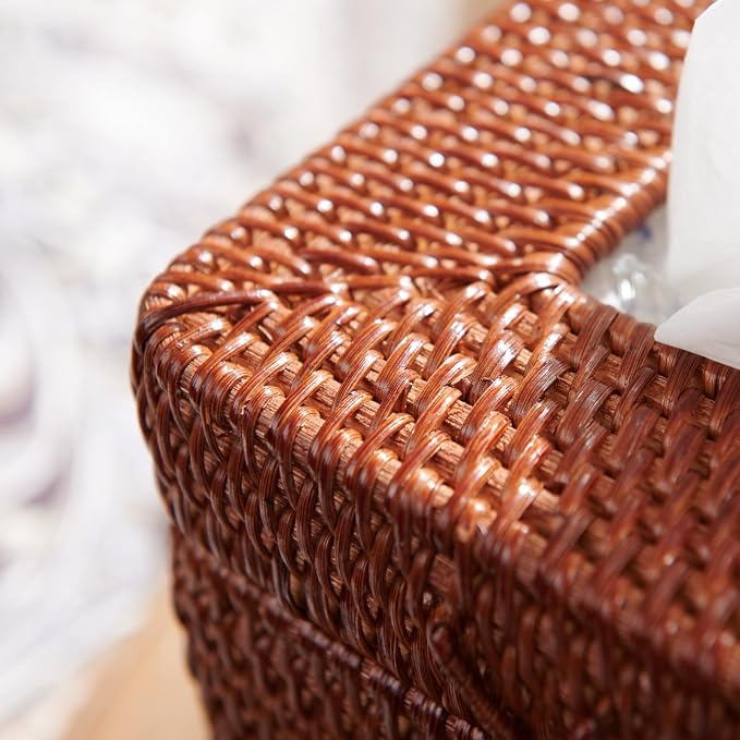 Rattan Square Tissue Box Cover, 5.7" x 5.7" x 5", Decorative Woven Facial - Image 4