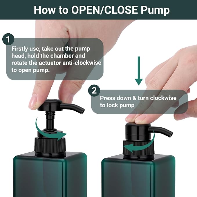 Suream 3Packs Empty Pump Shampoo Bottles, 15oz/450ml Refillable Conditioner - Image 3