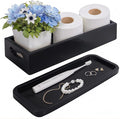 Toilet Tank Tray for Modern Black Bathroom Decor Set of 2 Acacia Toilet Tank by Demigo