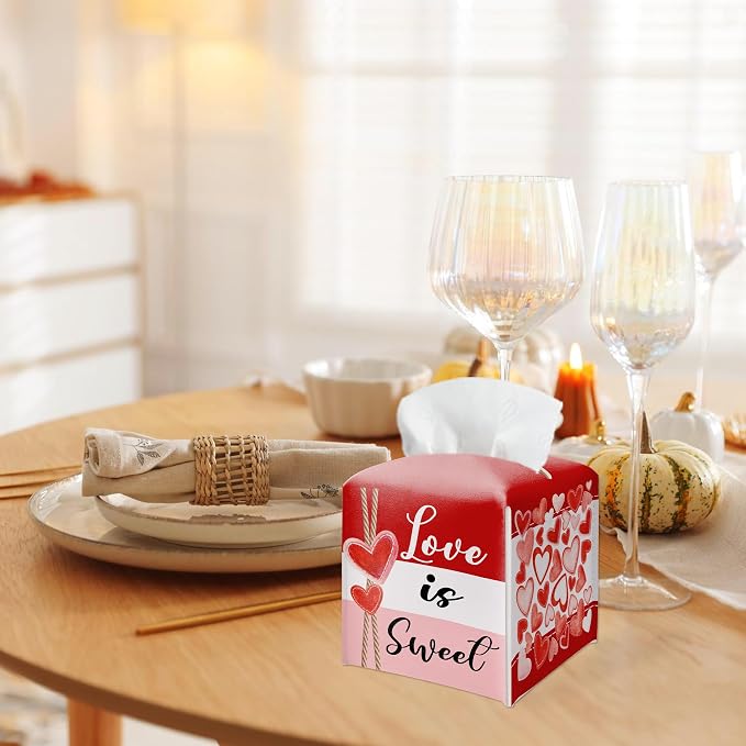 Happy Valentine's Day Red Heart Design Tissue Box Cover - Image 5