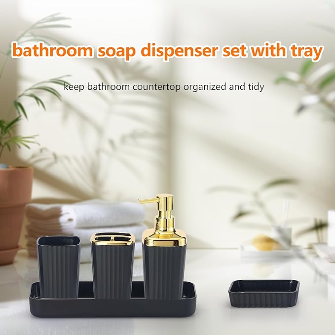 Black Bathroom Accessories Set, 9 Piece Black Bathroom Accessory Set - Image 2