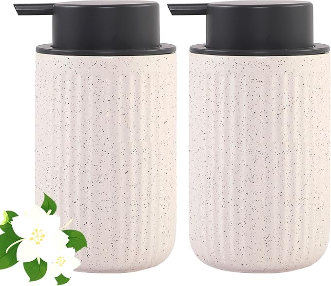Beige Ceramic Soap Dispenser Set by BSDISP