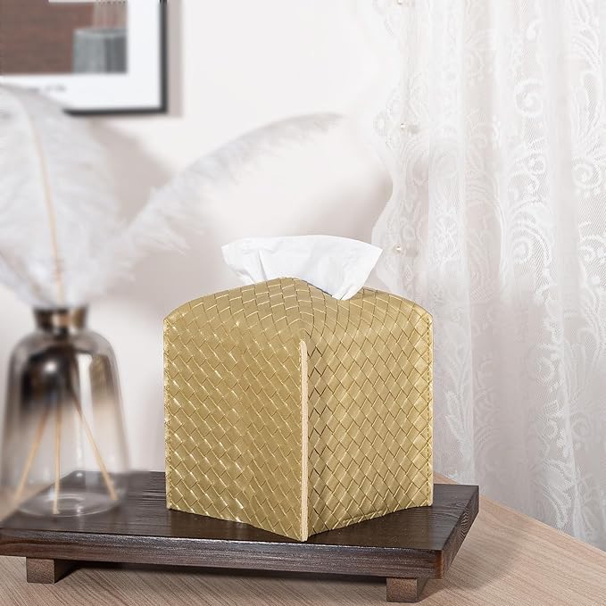 Tissue Box Cover PU Leather Tissue Holder Square Facial Tissue Case Facial - Image 2