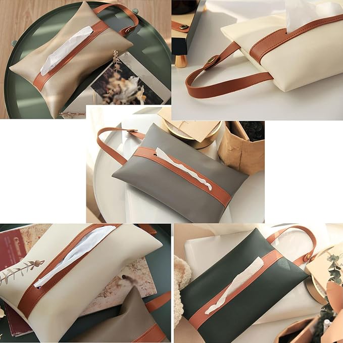 Tissues Box PU Leather Facial Paper Storage Case Rectangular Organizer Holder - Image 4