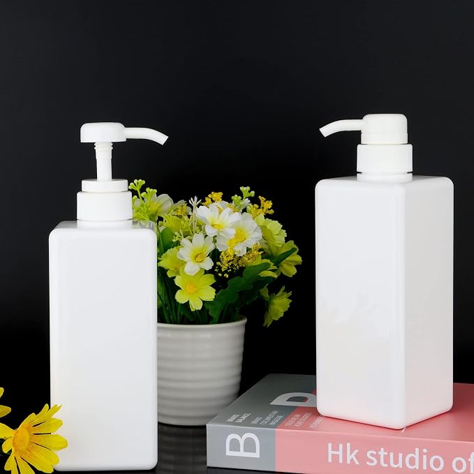 Pump Bottle Dispenser 22oz/650ml Jansburg 2Pack Refillable Square Plastic - Image 6