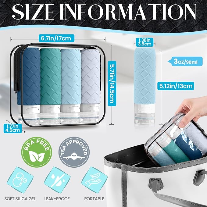 Travel Bottles for Toiletries, TSA Approved Silicone Travel Size Containers for - Image 3