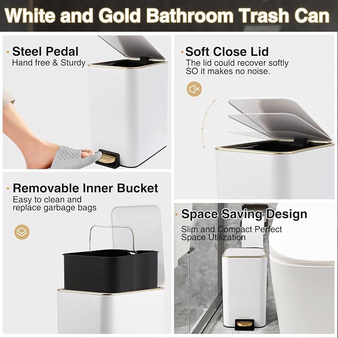 11PCS Bathroom Sets with Shower Curtain and Rugs Bathroom Accessories Set White - Image 4