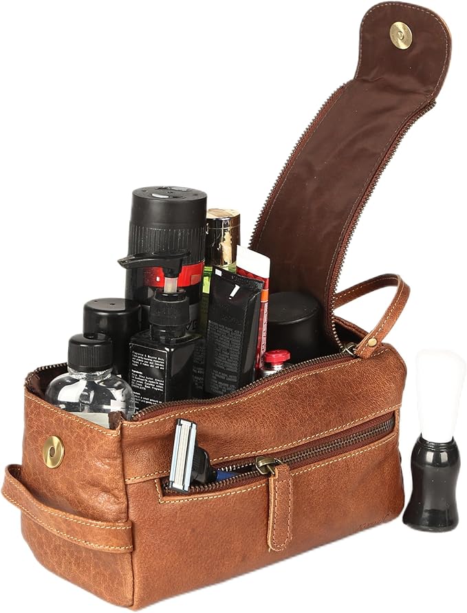 KomalC Premium Buffalo Leather Toiletry Bag - Image 6