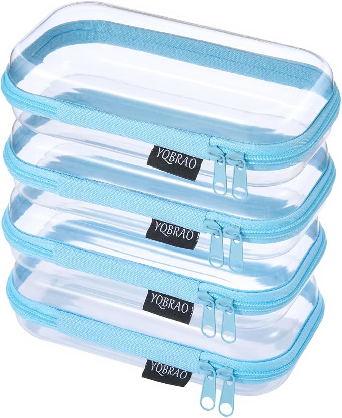YQBRA 4 Pack Clear Hard Shell Zipper Case, See-Through Hard Plastic Organizer by Unknown