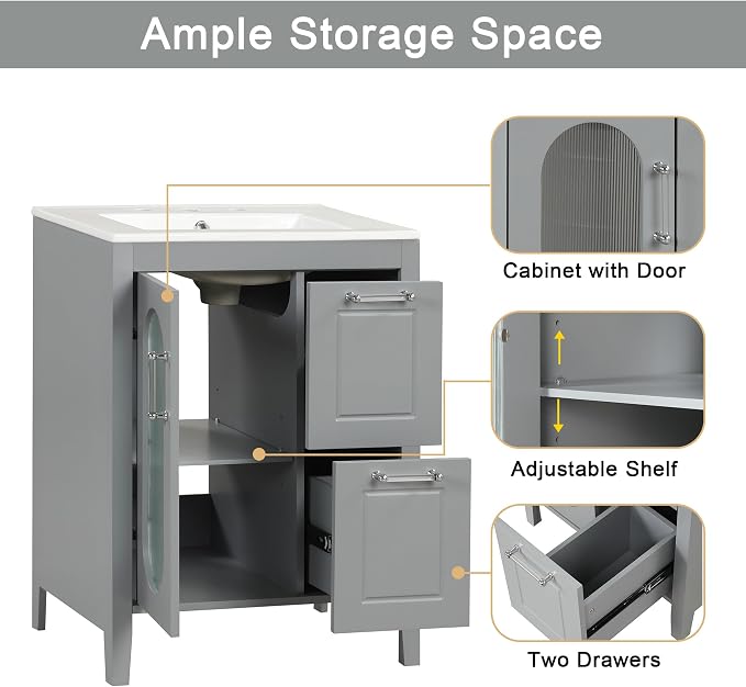 Harper & Bright Designs 24" Bathroom Vanity - Image 5