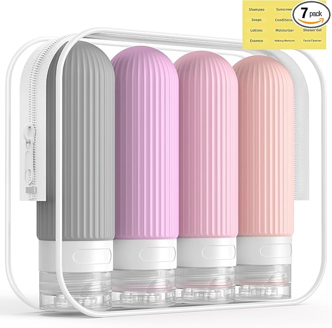 ME.FAN Travel Bottles for Toiletries, TSA Approved 3oz Silicone Journey Size by MEFAN