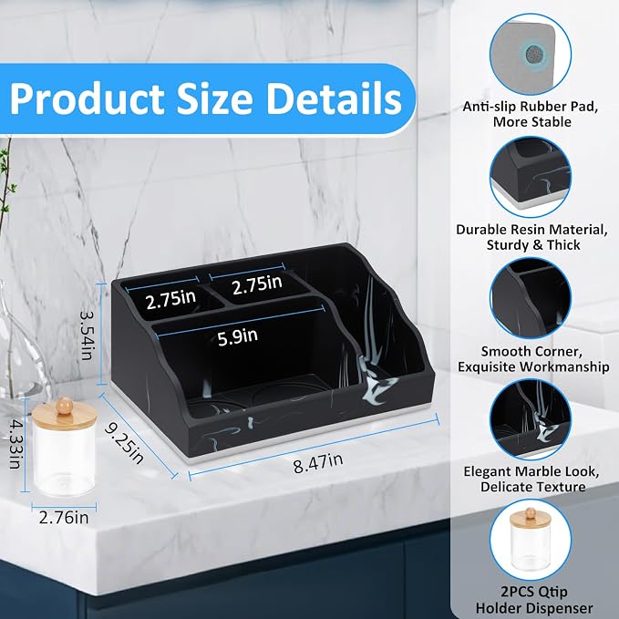 Bathroom Counter Organizer, Bathroom Organizer Countertop Toothbrush and - Image 3