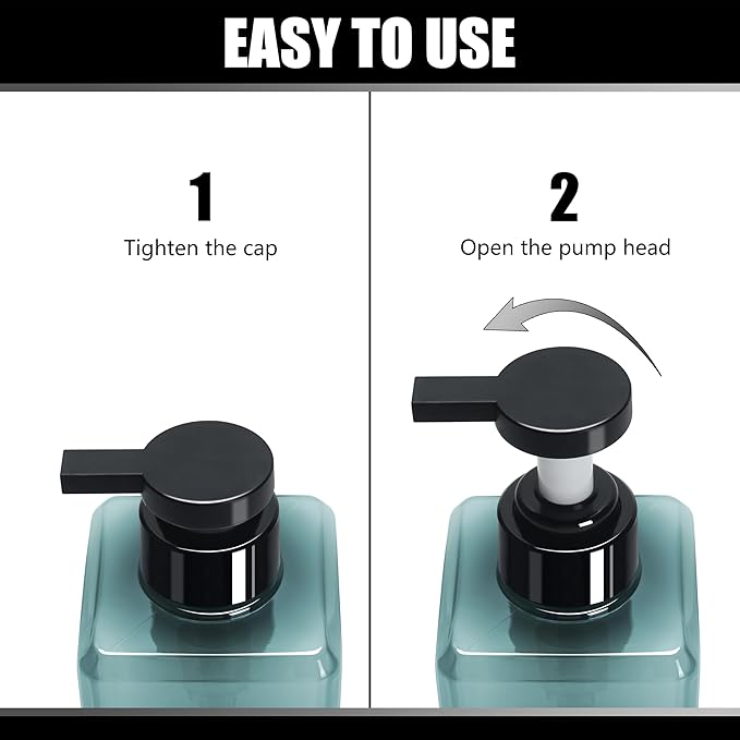 Soap Dispenser Bathroom, YACEYACE 16.9oz Set of 3 Clear Blue Shampoo Bottles - Image 5