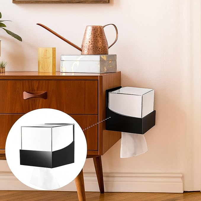 Geelin 2 Pcs Tissue Box Holder Wall Mount Acrylic Dispenses Tissue Box Shelf - Image 6