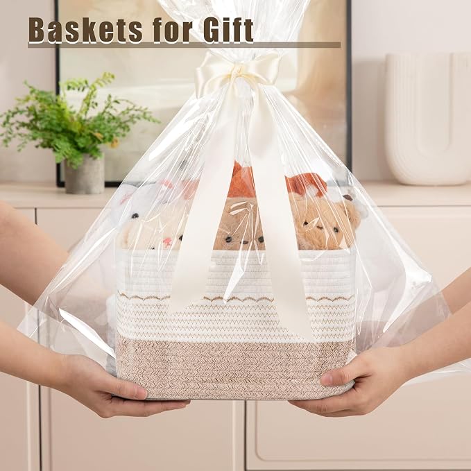4 Pack Storage Baskets for Organizing, Decorative Cotton Rope Baskets for - Image 7