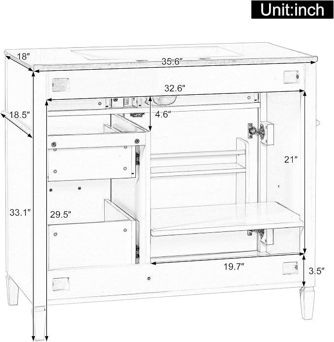 Harper & Bright Designs 36" Bathroom Vanity - Image 4