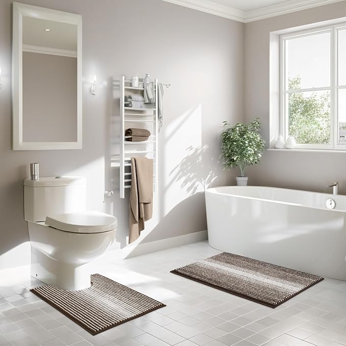 Bathroom Rugs Sets 2 Piece, Toilet Rugs U-Shaped, Contour Bath Mat Set - Image 2
