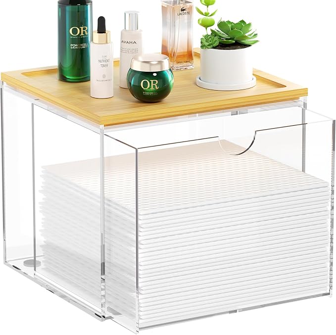 VITVITI Drawer Disposable Face Towel Holder Box, Acrylic Facial Towel Container by VITVITI