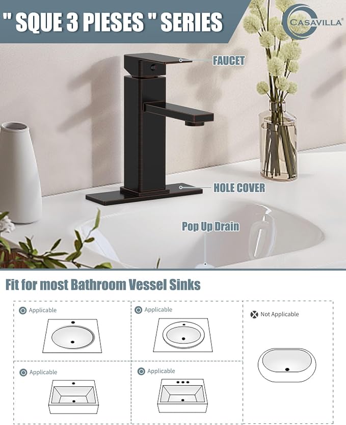 Bathroom Sink Faucet, Oil Rubbed Bronze Bathroom Sink Faucets & Parts, Single - Image 2