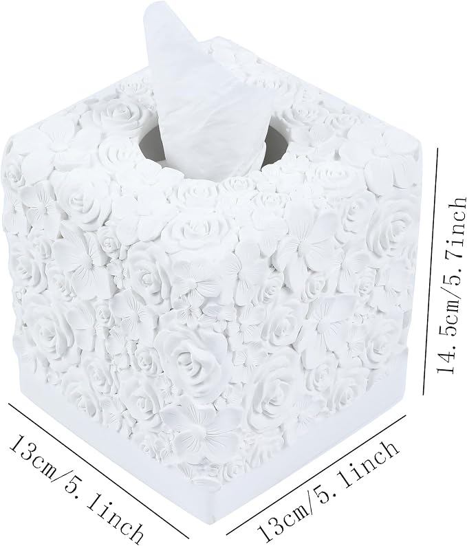 Hymmah Modern Square Tissue Box Cover Holder, Bathroom Accessories Decor Unique - Image 2