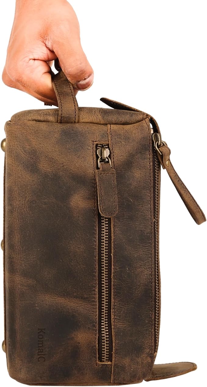 KomalC Premium Buffalo Leather Toiletry Bag - Image 4