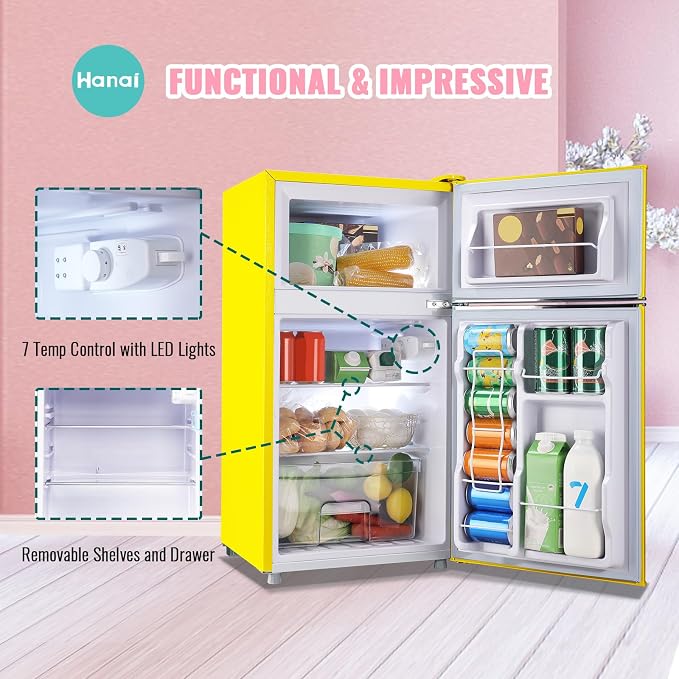 WANAI 3.5 Cu.ft Small Refrigerators Retro Mini Fridge - Image 8