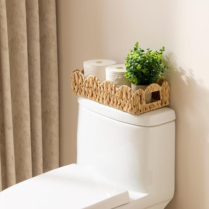 YANGQIHOME Toilet Paper Basket, Water Hyacinth Toilet Tank Basket - Image 2