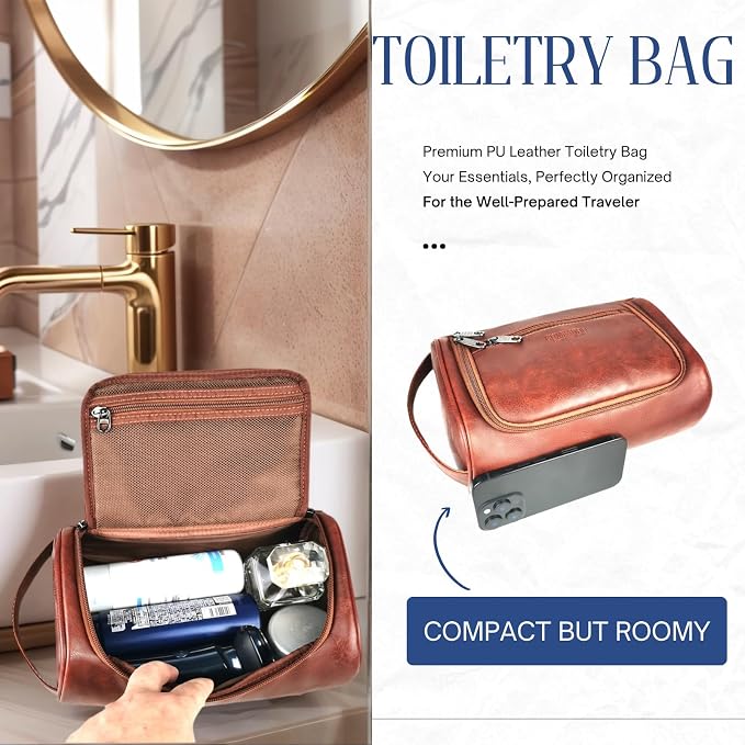 Mens Toiletry Bag, Compact Dopp Kit - Image 2