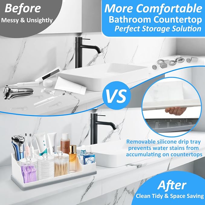 Bathroom Counter Organizer, Large White Silicone Toothbrush Holders - Image 3