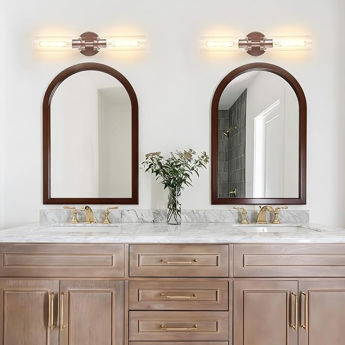 2 Light Bathroom Wall Sconces Set of 2, Modern Farmhouse Bronze Bathroom Light - Image 7