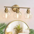3-Light Bathroom Light Fixtures, Brushed Brass Bathroom Lights Over Mirror by Indoibrightenyourbathroom