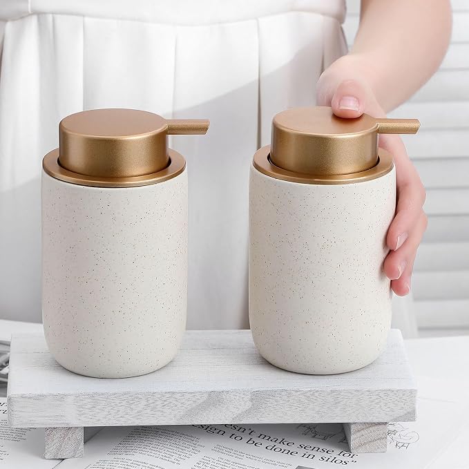Hand Soap Dispenser for Bathroom Decro, Ceramic Liquid Pump Bottles Refillable - Image 3