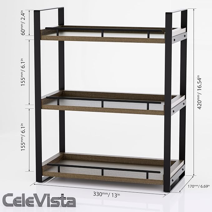 Bathroom Counter Organizer, 3 Tier Wood Countertop Shelf - Image 3